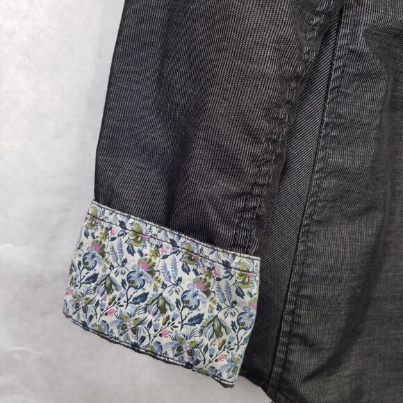 Prana Kellan Button Down Shirt Men’s M Cargo Slim Fit Grey Flip Cuff Pearl Snap - Picture 8 of 16